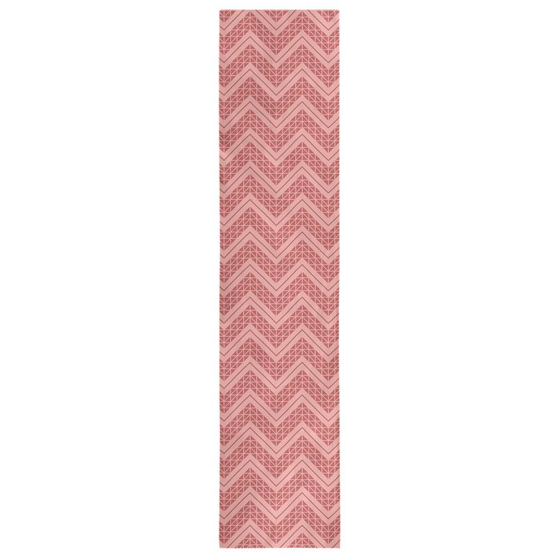 Stephenie Classic Hand Drawn Chevron Table Runner, 16" x 90", Berry Red