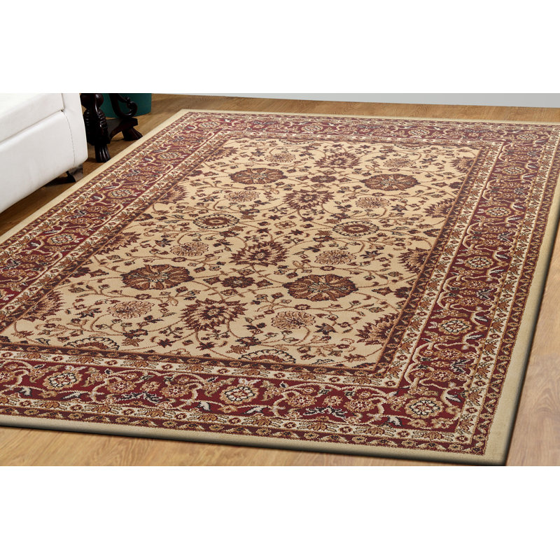 Tapis de zone crème/rouge Mishawaka, Rectangle 2 pi x 3 pi 6 po
