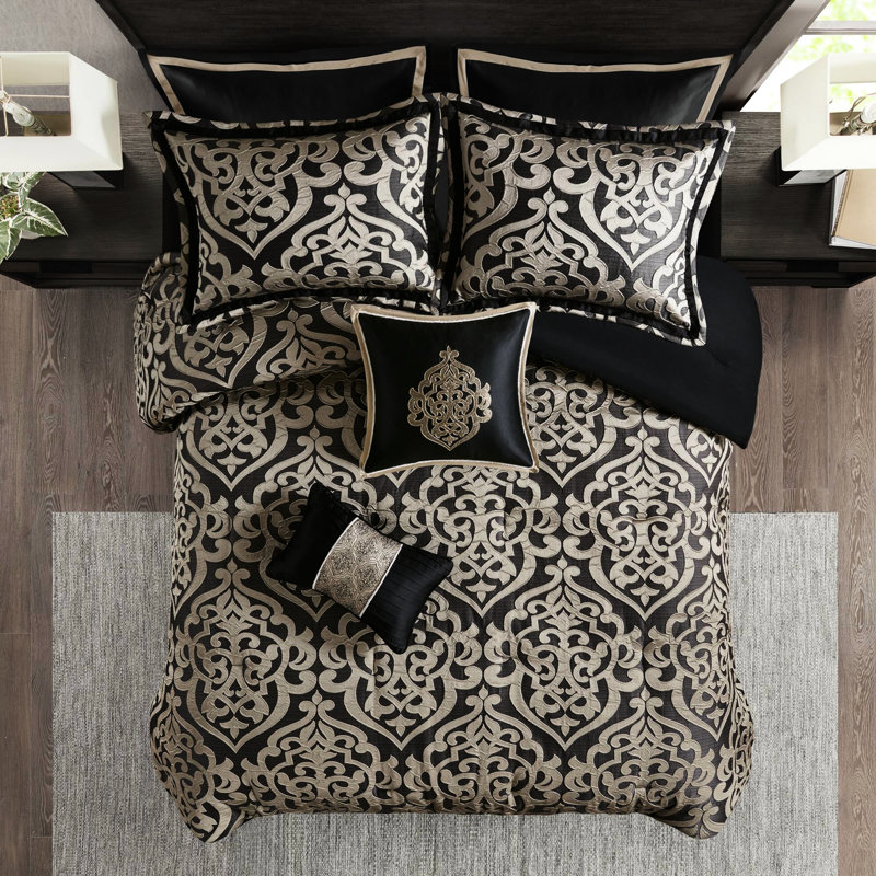 Édredon très grand 8 pièces, motif texturé, coussins décoratifs avec, et fer à repasser à vapeur pour 8 plis, couleurs classiques, coussins brodés, rembourrage, lavable à la machine