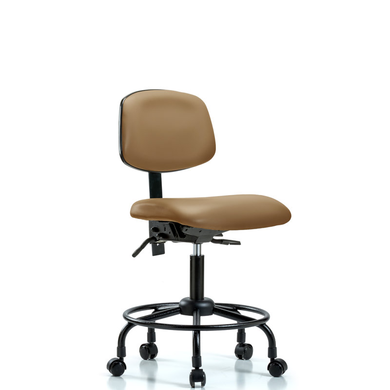 Kacey Vinyl Drafting Chair, Casters, Included, Taupe
