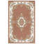 Tapis floral en laine / coton touffeté à la main Aubusson pêche / ivoire-335842799