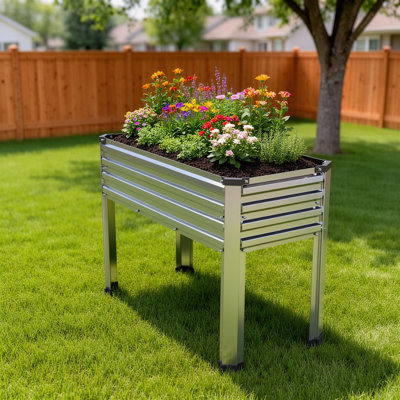 Ensemble de 2 jardinières surélevées galvanisées avec pattes, 48 po x 18 po x 30 po, pots de fleurs en métal pour plantes, herbes, fleurs, jardin, balcon, jardin