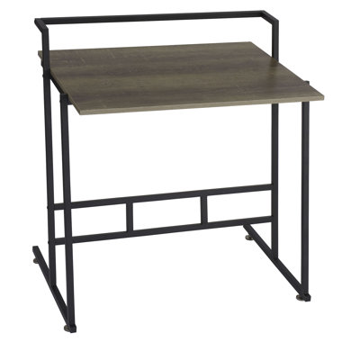 Ashwood Jamestown Small Office Desk Ashwood Rustic Wood Grain and Black Metal by Rebrilliant