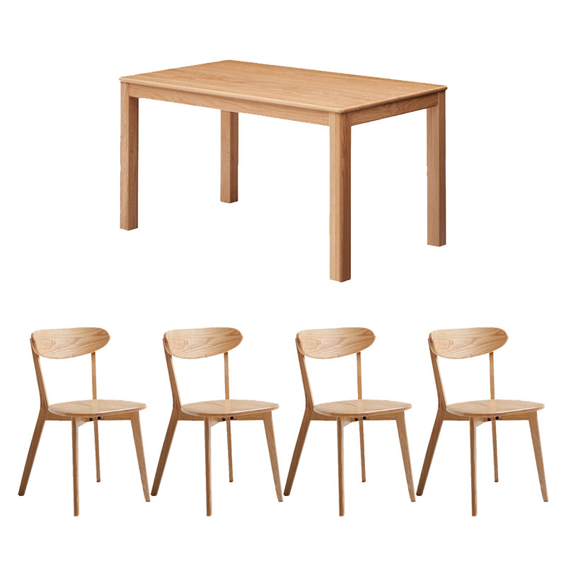 4 - Person Solid Wood Top Four Leg Dining Set, 29.92"H x 55.12"L x 31.5"W