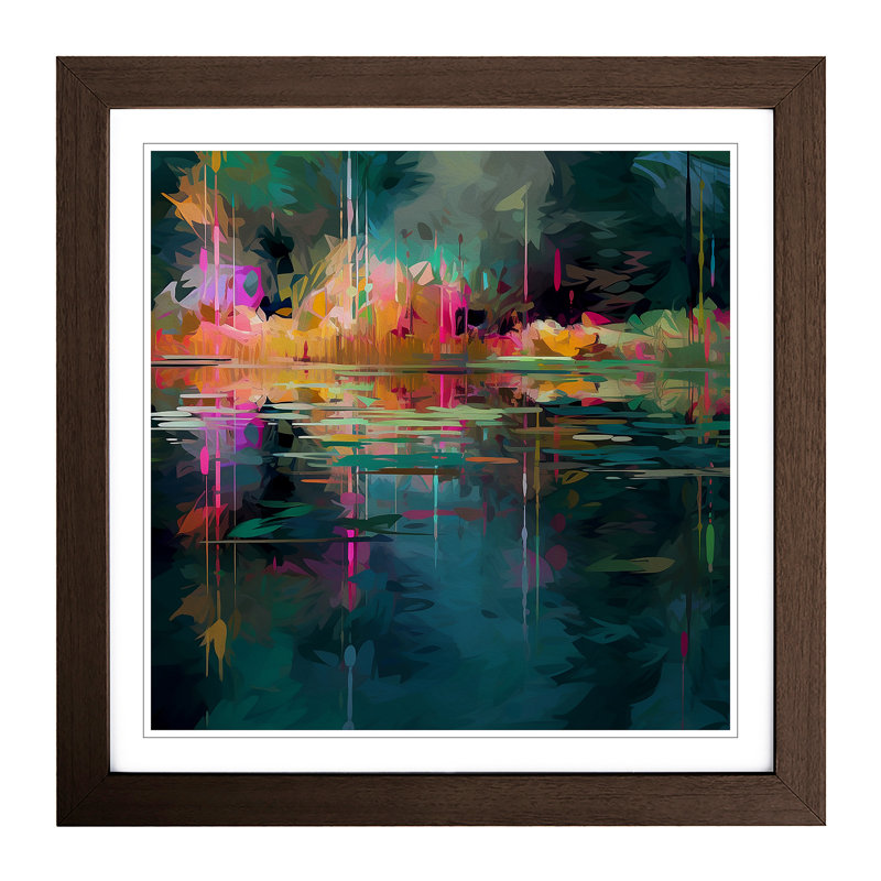 Pond Glitch No.3 - Framed Print, Walnut