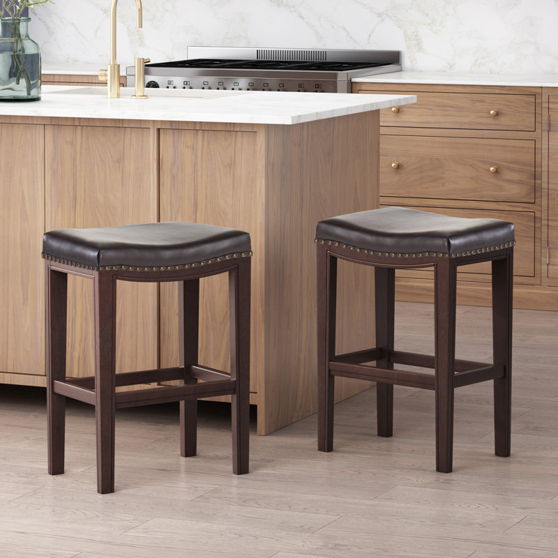 Tabouret de comptoir 26 po Asela, Marron foncé, Brun, Tabouret de comptoir (siège d'une hauteur de 26,2