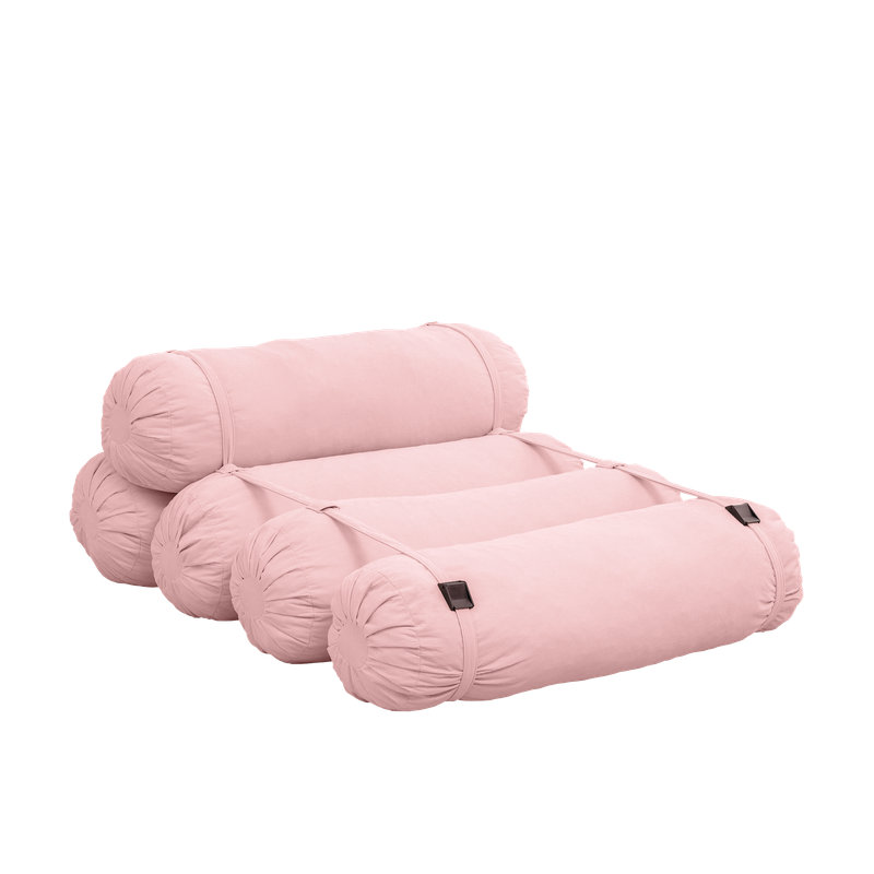 Adjustable Modular Floor Sofa with 5 Cylindrical Pillows,Convertible Corduroy Lounge Chair, Pink Corduroy