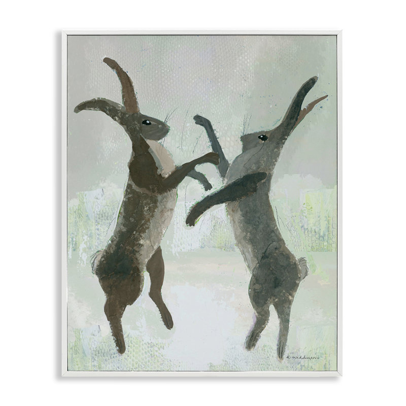 «Boxing Hares Impression encadrée» par Kay Widdowson, H 14 po x l 11 po, Estampe numérique encadrée blanc bord de mer