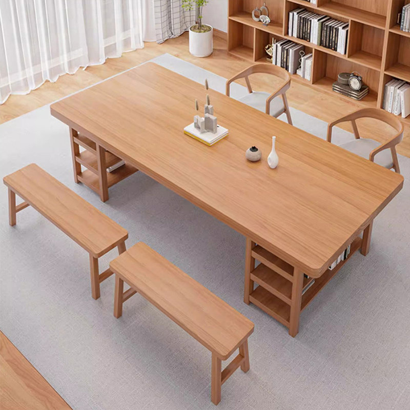 Brown Rectangular Solid Wood desk, 29.5" H  x 63" W  x 27.6" D