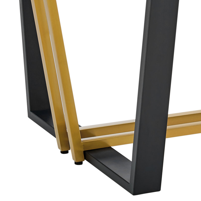 Table de salle à manger 72 po, Clear/Black/Gold