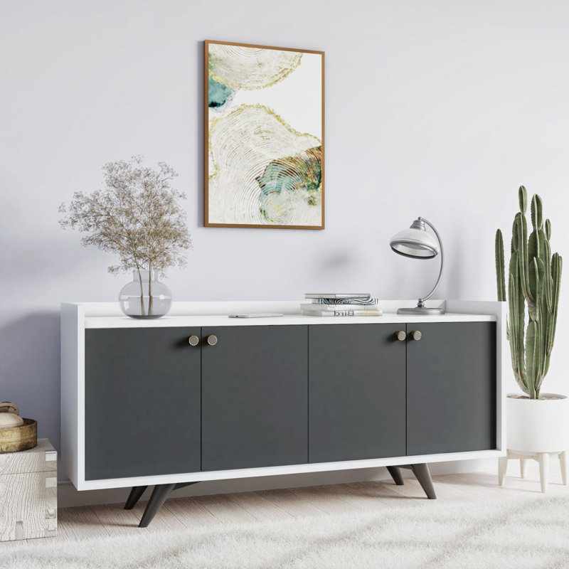 Console 59,1 po Edgartown, Blanc / noir, Blanc