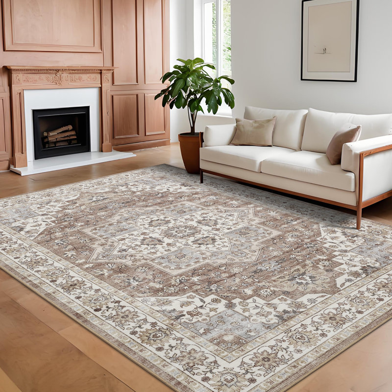 Machine Washable Rug with Rubber Backing Non-Slip Carpet for Living Room, Bedroom, Dining Room, Office, Playroom, Nursery