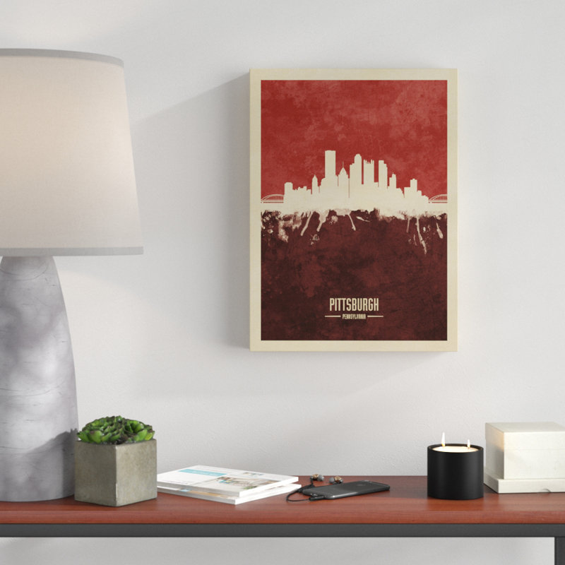 « pittsburgh pennsylvanie horizon red ii », reproduction d’art sur toile tendue, H 19 po x l 14 po x P 2 po