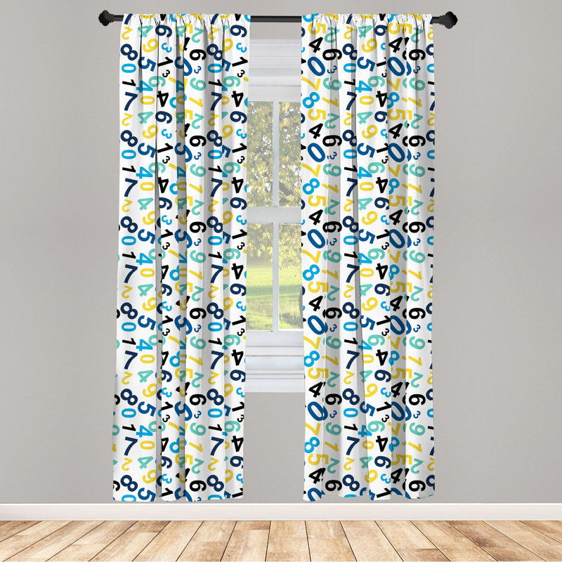 Numbers Semi-Sheer Rod Pocket Curtain Panels, 28" x 63"