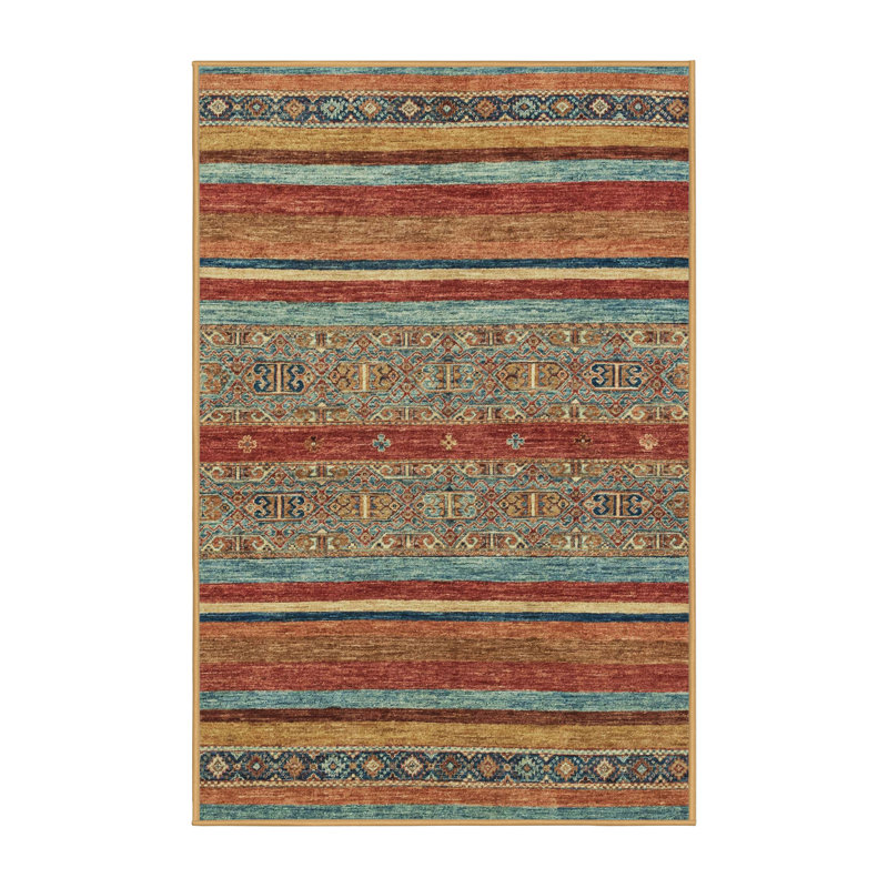 Tapis 100% abstrait lavable à la machine 2389, Rectangle 7 pi x 10 pi