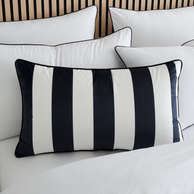 Monochrome Velvet Stripe Cushion Cover