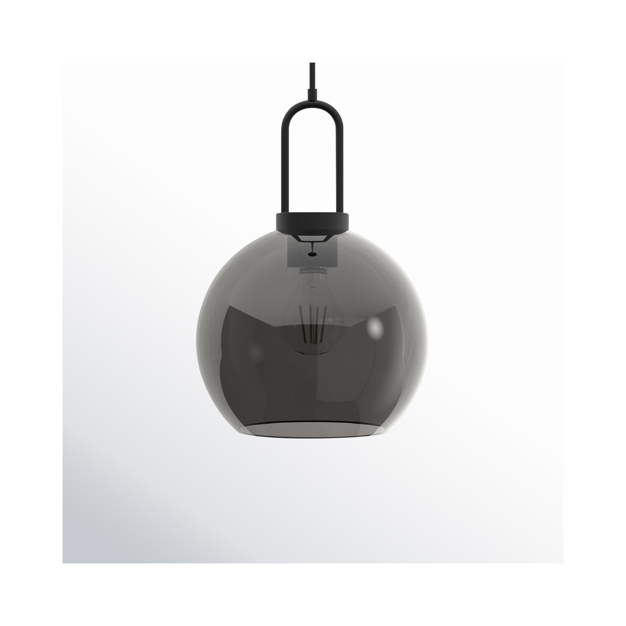 Shiloh Single Light Glass Pendant, 12.5"H x 7.875"W x 7.875"D, Smoke, Matte Black