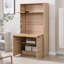 Buffet 69 po avec huche et poste de travail pliable, armoire de rangement multifonctionnelle avec tablette réglable et prise de courant-648658472