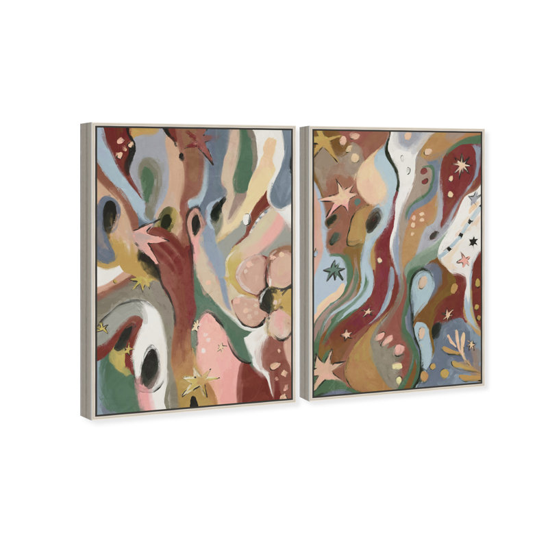 Modern Folk Set Set by Oliver Gal, 32"H x 22"W, Silver Floater Frame