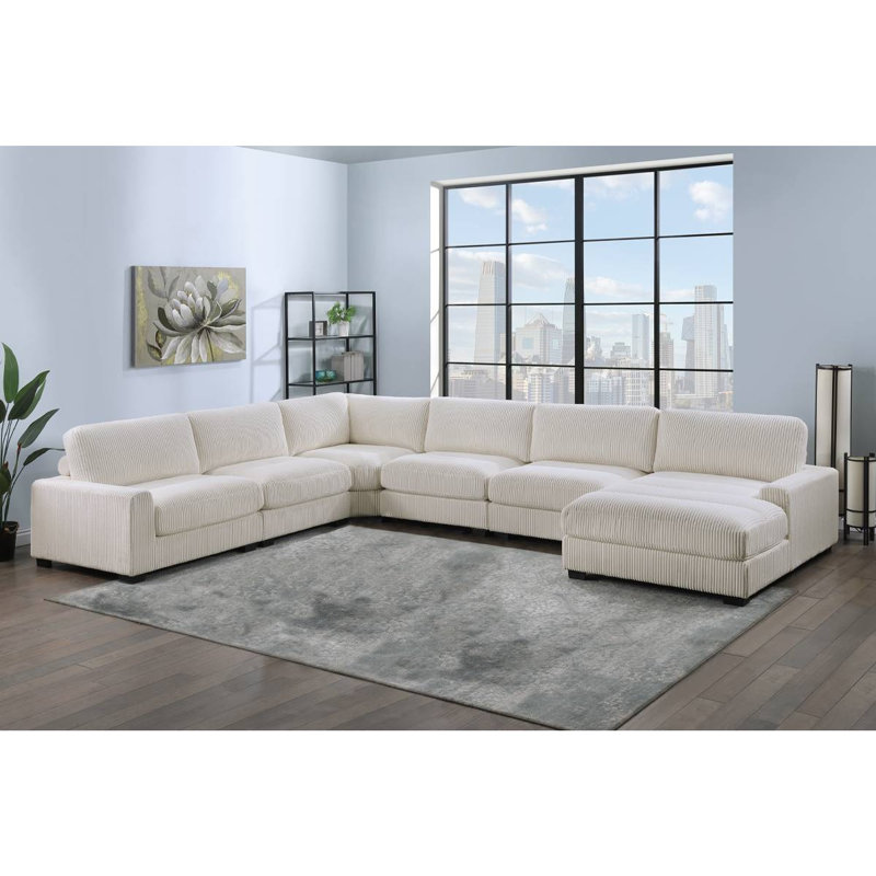 Ensemble modulaire en velours côtelé Audelio, Beige