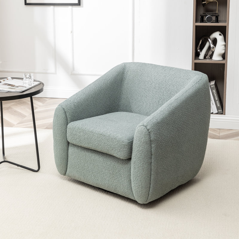 Shively 32'' Wide Upholstered Swivel Chair, Teal