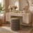 Stylish Linen Cylinder Storage Ottoman-1121326580