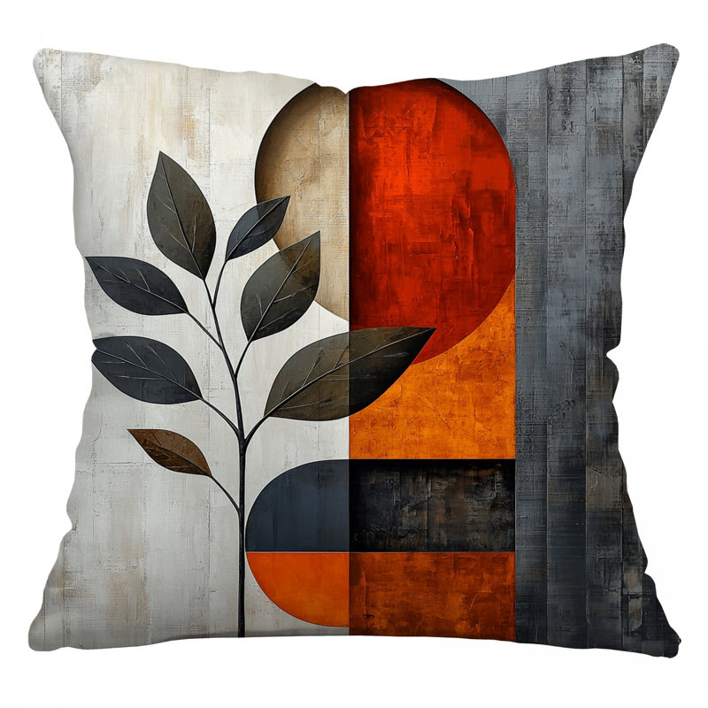 Coussin Leaves, coussins en sergé de coton botanique, Carré 16 po