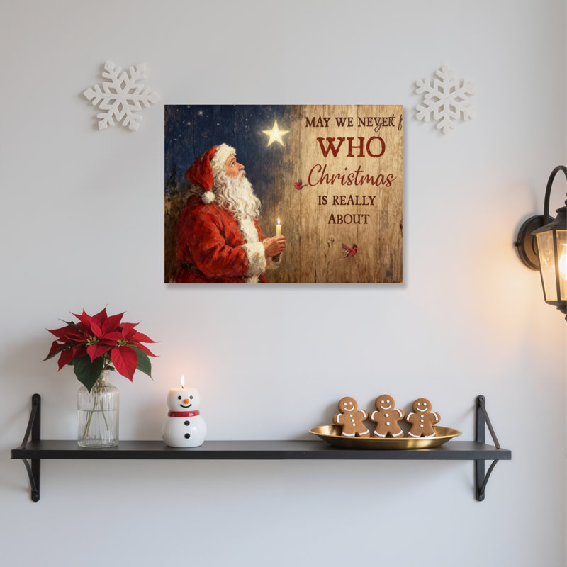 Père Noël, art mural sur toile, H 12 po x l 18 po