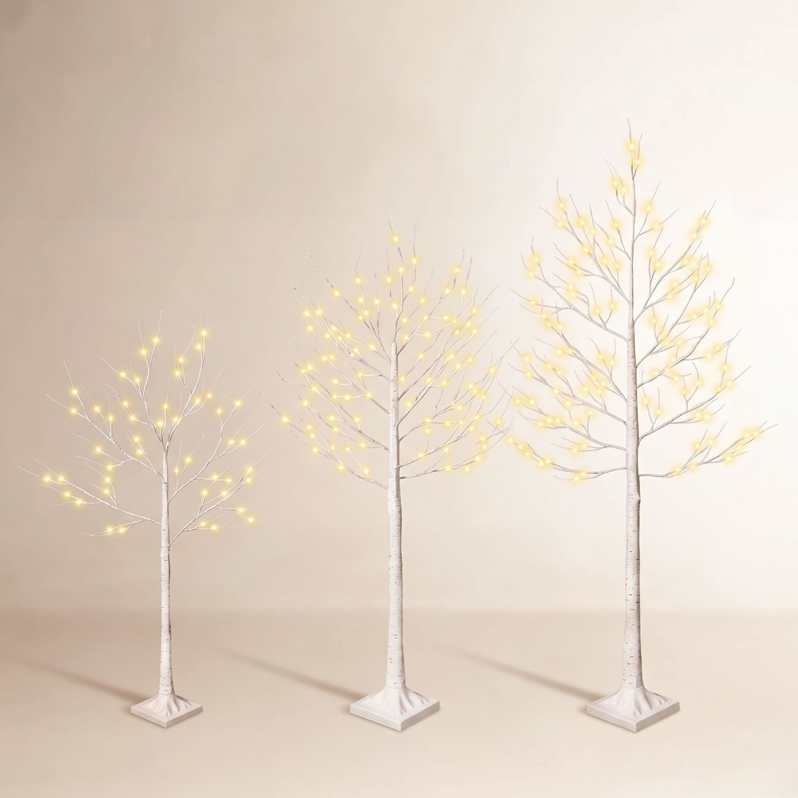 Adcock LED Birch Tree Light Set, 4ft+5ft+6ft