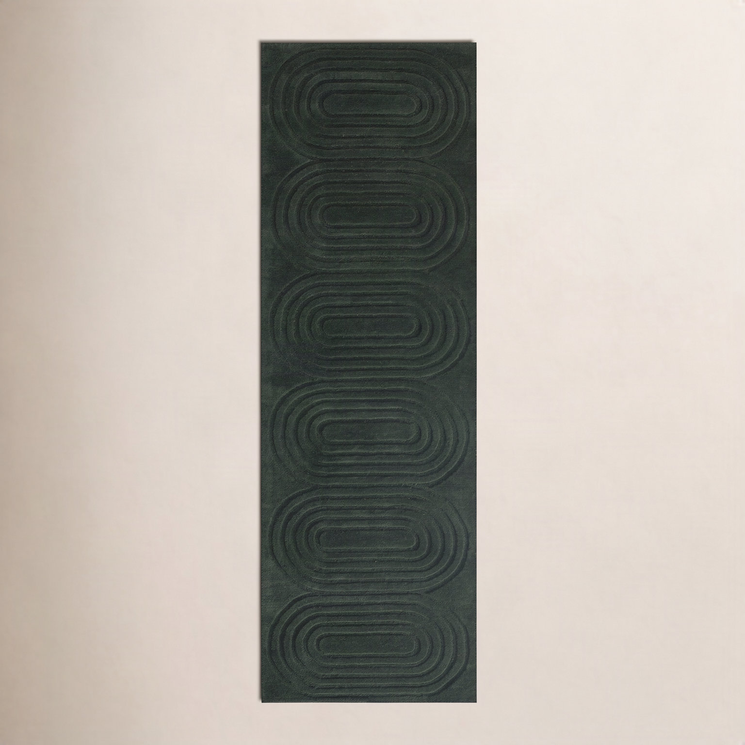 Tillie Green Hand-Tufted Geometric Wool Rug, Runner 2'6" x 8'