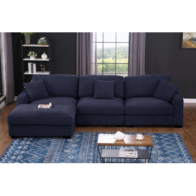 Modern Upholstered 4-Seats Couch With Wide & Deep Seat ,Removable Chenille Cover