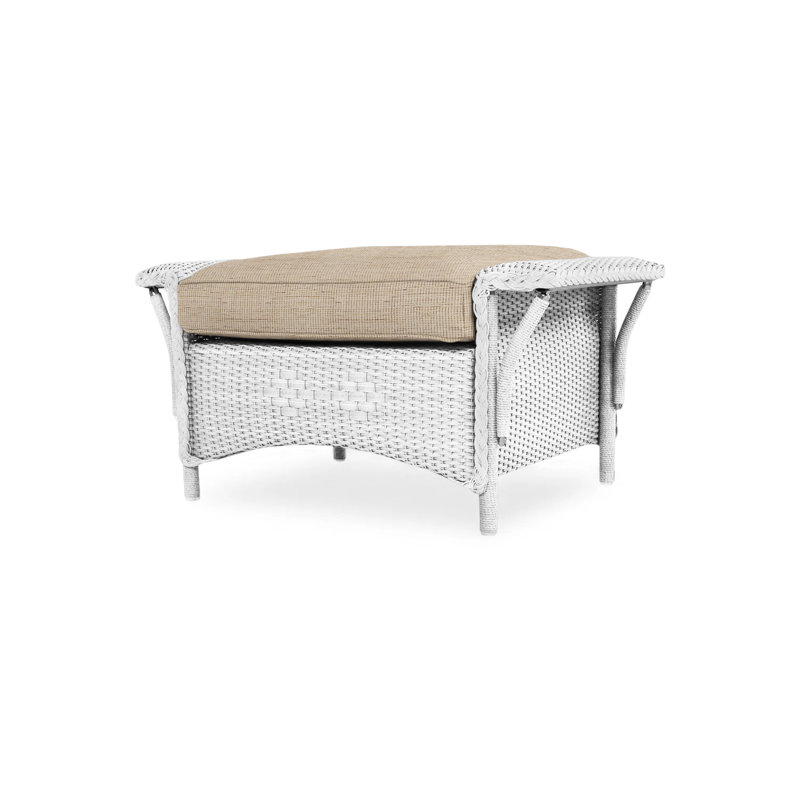 Nantucket Outdoor Ottoman, White, Rollo Linen