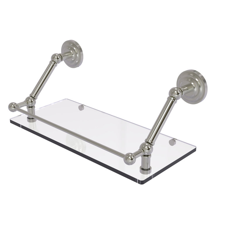 Tablette flottante avec barre de galerie Jhene, Nickel satiné, H 8 po x l 18 po x P 8,6 po