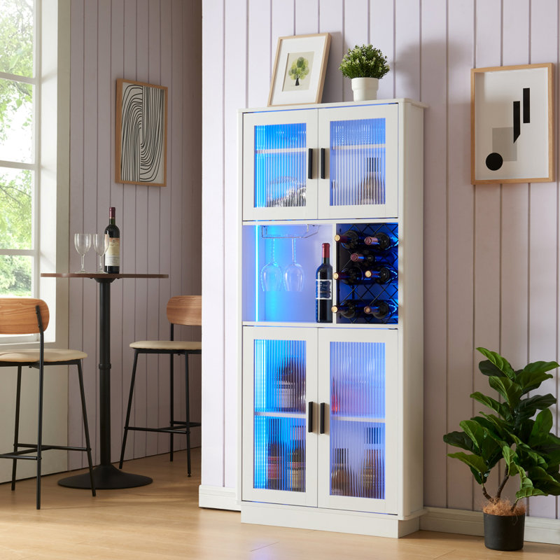 Armoires de bar à vin à DEL avec porte-bouteilles, porte-bouteilles, armoire de rangement pour la cuisine, salle à manger