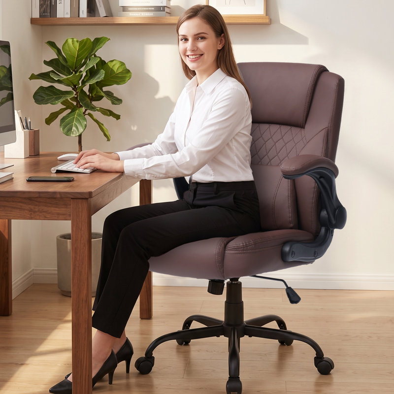 Fauteuil de direction ergonomique avec accoudoirs réglables, Brun