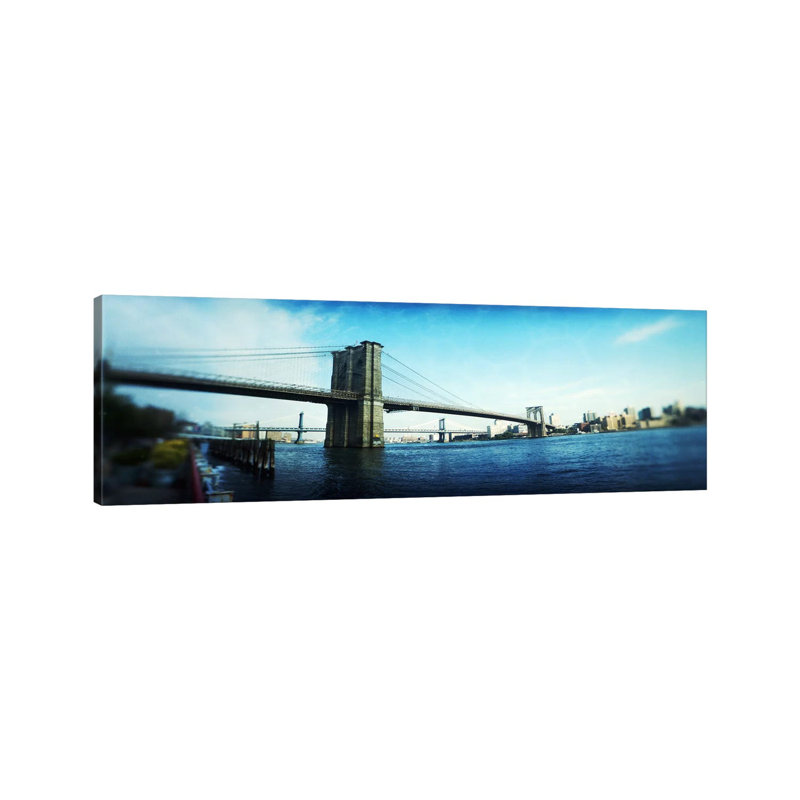 Bridge Across A River - Wrapped Canvas Panoramic Print, 121.92 cm H x 40.64 cm W x 1.91 cm D
