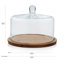 Libbey Round Wood Server Cake Stand with Glass Dome