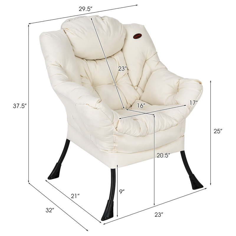 Irvona Upholstered Armchair, Beige Polyester
