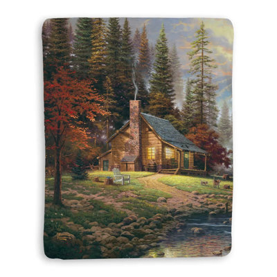 Thomas Kinkade A Peace Retreat Sherpa Throw Blanket By Laural Home