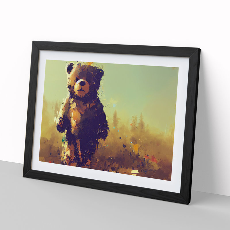 Teddy Bear Vol.1 Abstract - Single Picture Frame Print, Black, 46cm H x 64cm W