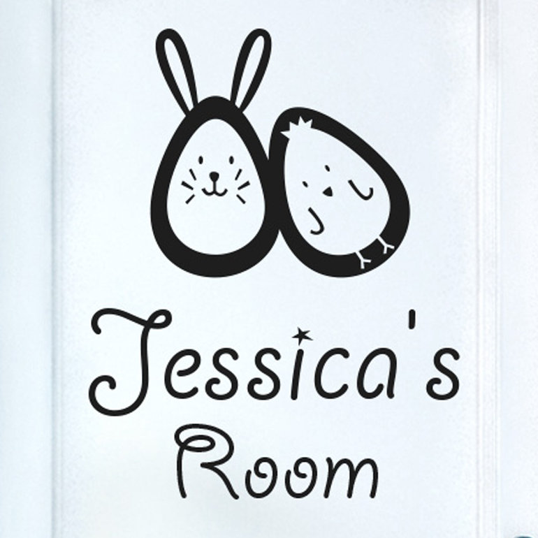 Bunny Rabbit Egg and Chick Kids Door Room Wall Sticker