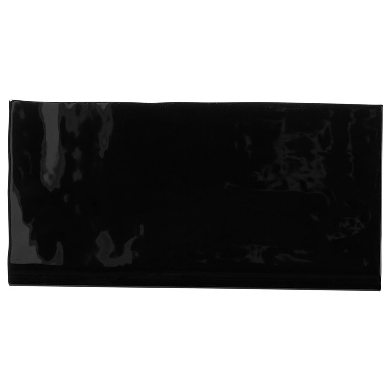 Carreau de faïence mural en céramique polie 3 po x 6 po Barcelona, Noir