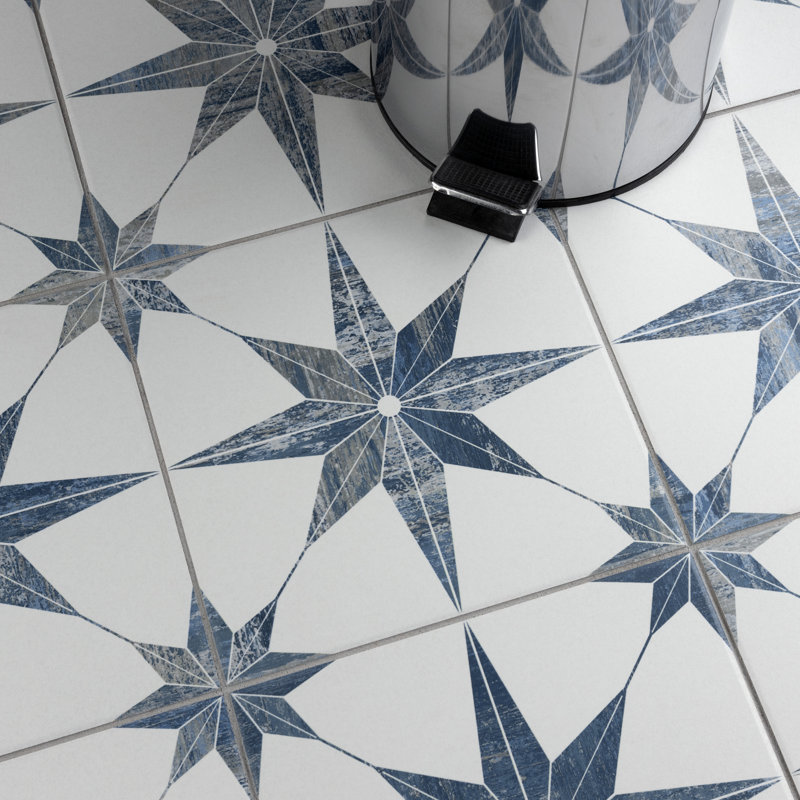 Cassis Stella 10" x 10" Porcelain Patterned Wall & Floor Tile, Blue