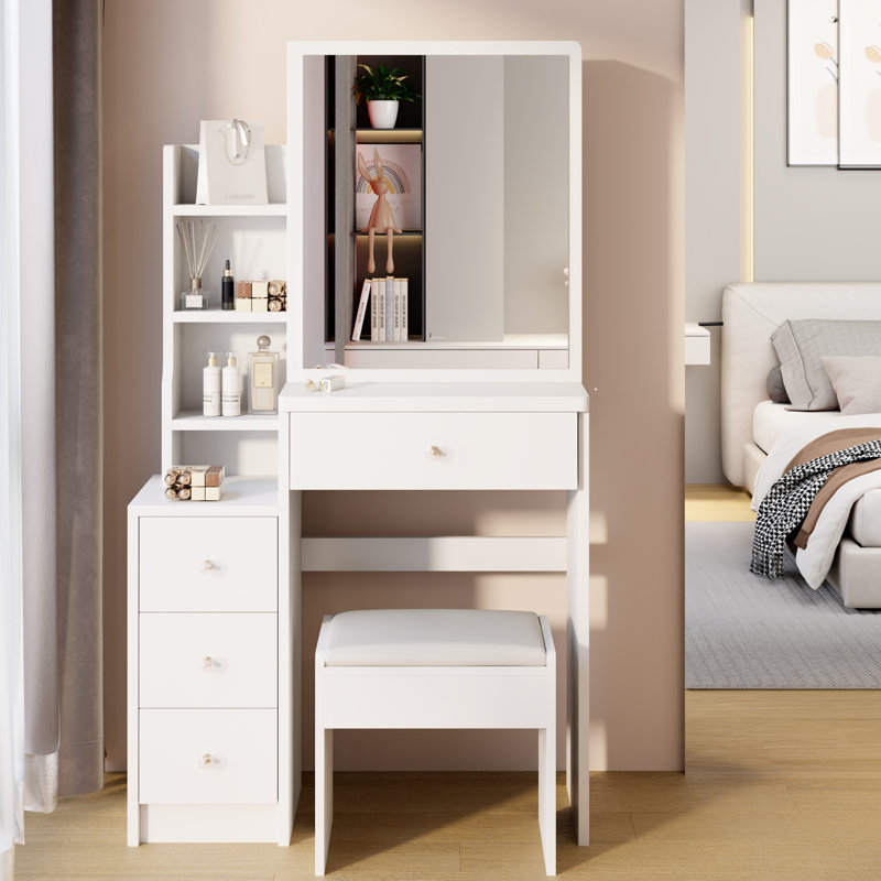 Meuble-lavabo compact 29,2 po avec siège rembourré blanc