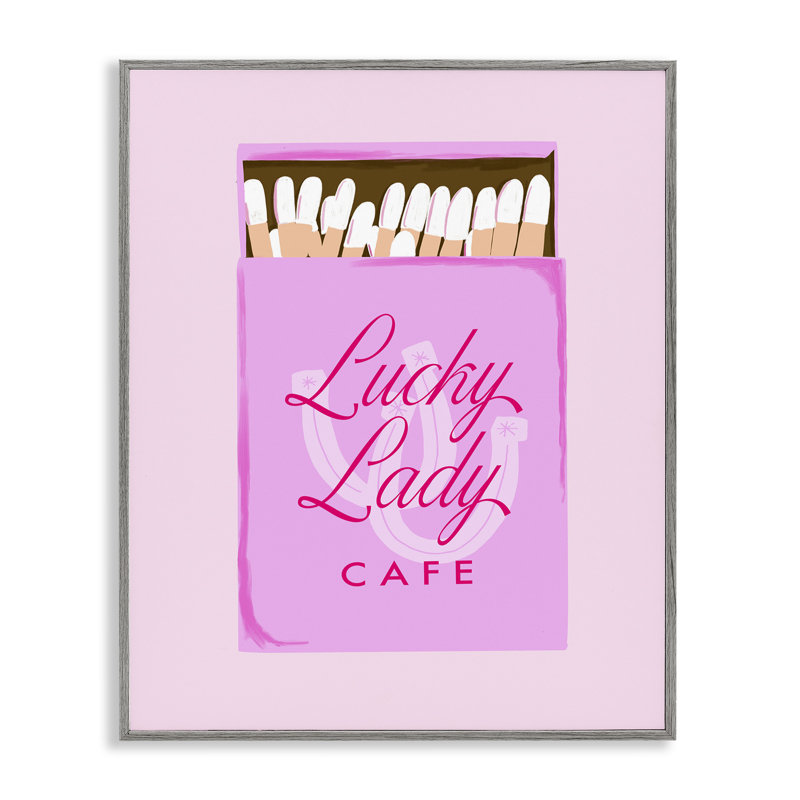 Lucky Lady Cafe Matchbox, giclée encadrée, design par Cherrywood Lane, H 14 po x l 11 po, Estampe numérique Farmhouse