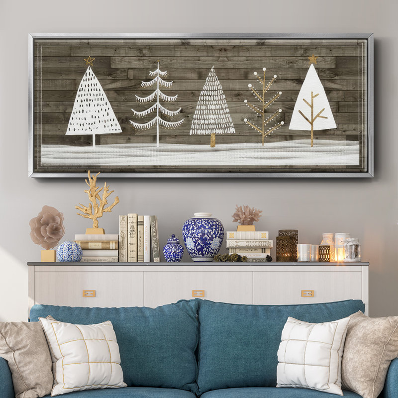Wooded White Christmas Collection - Toile avec cadre en D, H 8 po x l 20 po