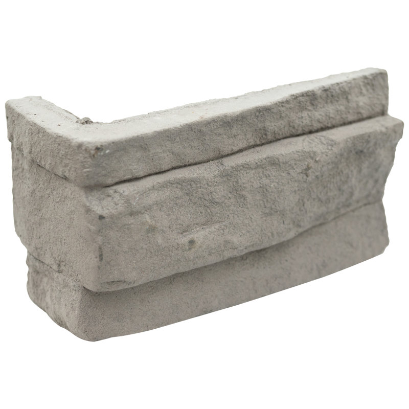 Terraforma 9 in. x 20 in.Manufactured Stacked Stone Ledger Corner Wall Tile, Oslo Grey