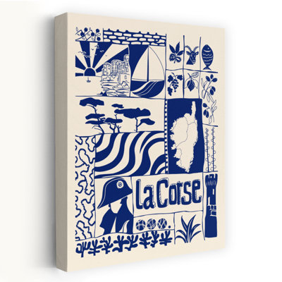 Corsica Island Icons Abstract Contemporary Fish Coastal Fruit Wall Art Print