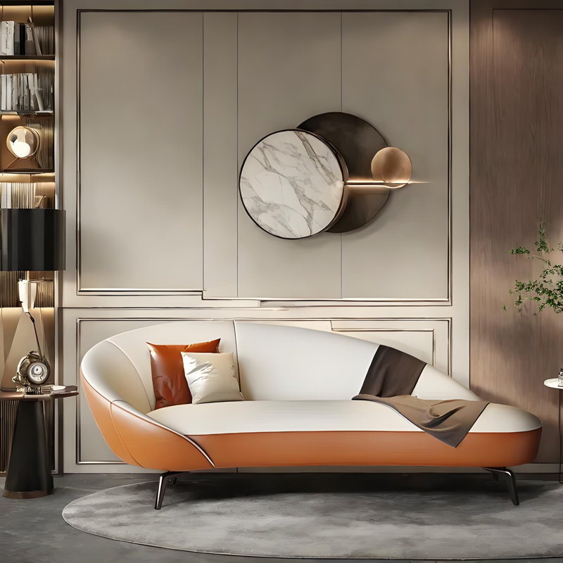 Méridienne Creative, Orienté à gauche (vu de face), Orange + blanc cassé