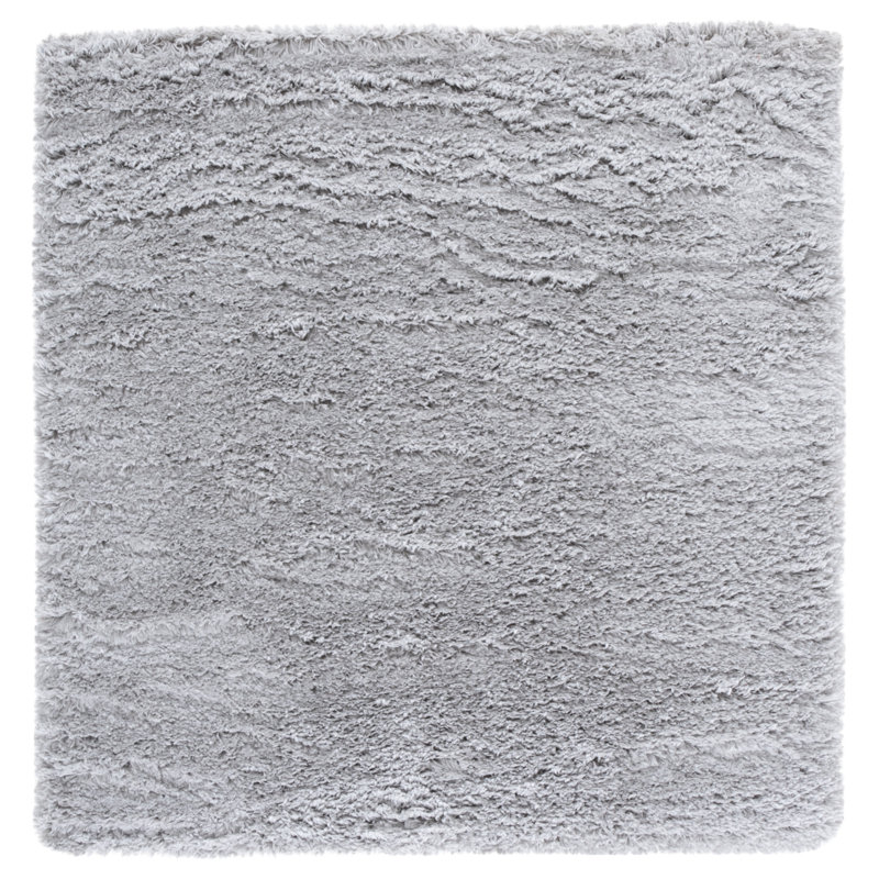 Tapis performance à poil long de couleur unie style indie Jaydn, Carré 4 pi